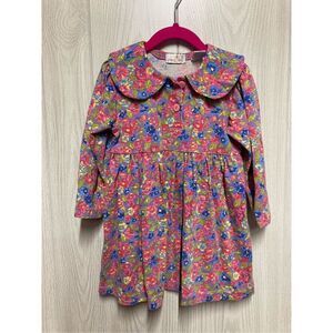 Just Friends Vintage Girls Toddler 3T Floral Dress Peter Pan Collar Multicolor